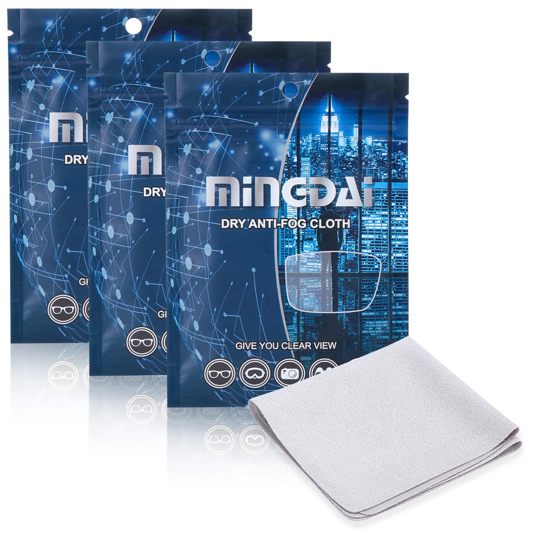 Dry Anti-Fog Cloth Reusable Lens Wipes for Glasses Tablets, Screens, Lens Wipe for Camera Lenses (Gray-3Pcs)