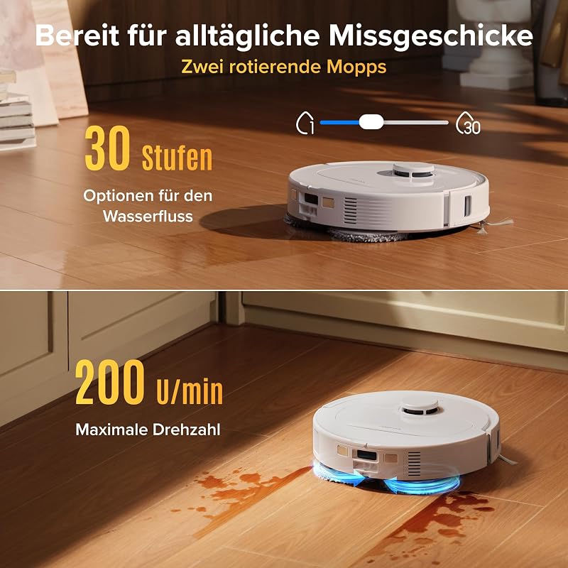 Qrevo S Pro Saugroboter mit Wischfunktion, 18.500 Pa Saugkraft