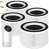 True HEPA Filter Replacement for Afloia Fillo/Halo/Mooka Allo Purifier, 3-in-1 H13 True HEPA, 360° 3-Stage Filtration, 4 Pack