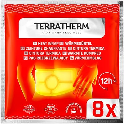 TerraTherm Heat Warming Belt 12 Hours Deep Warmth S-XL 3 or 8 Pieces