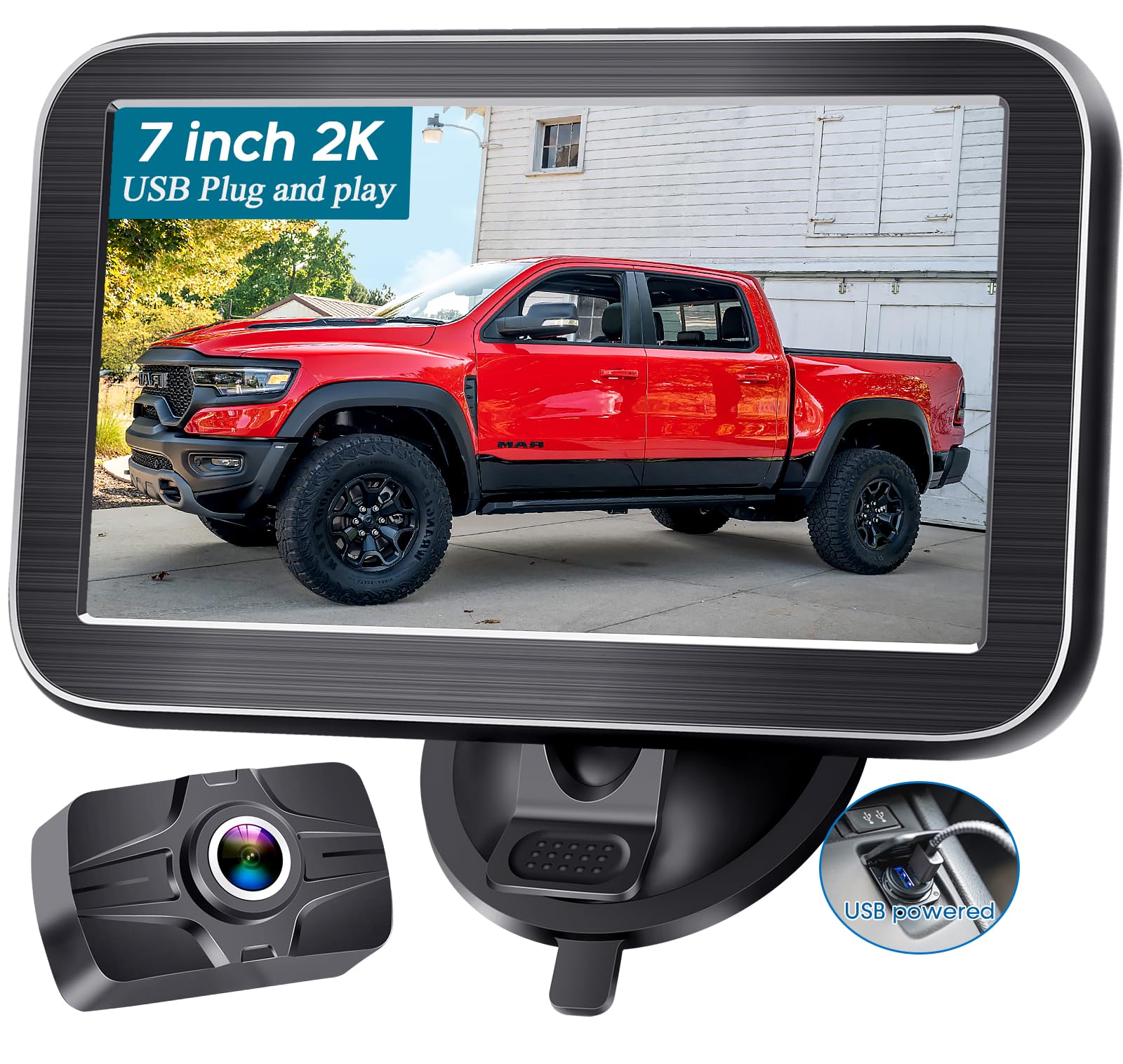 AMTIFO A23 7-Inch Backup Camera System - 2K HD Truck Rear View Camera With Monitor & Night Vision