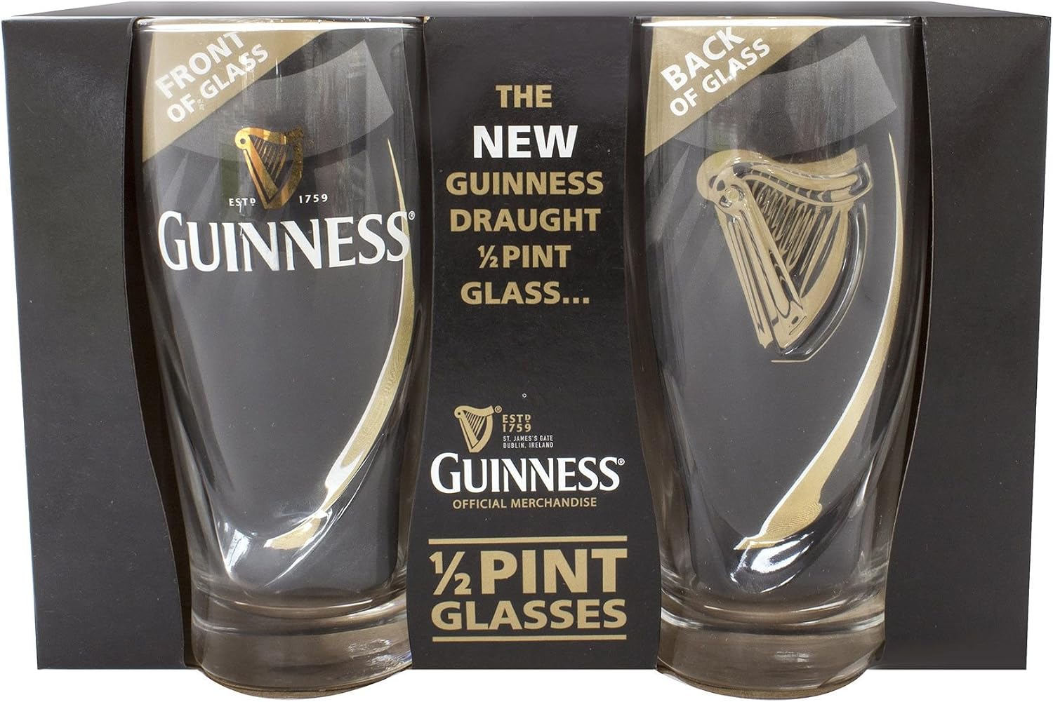 Guinness, set of 2 glasses, half pints, Transparent, 2 Count (Pack of 1)