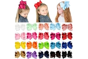 YHXX YLEN 20PCS Big 6 Inch Hair Bows for Girls Grosgrain Ribbon Toddler Hair Accessories with Alligator Clips for Toddlers Baby Girls Kids Teens