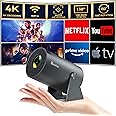 Aubor Mini Projector with Wifi and Bluetooth 1080P Support Smart Projector with Android TV 180° Rotatable Portable Outdoor Short Throw Projector Auto Keystone Home Theater for Phone/TV Stick/Laptop