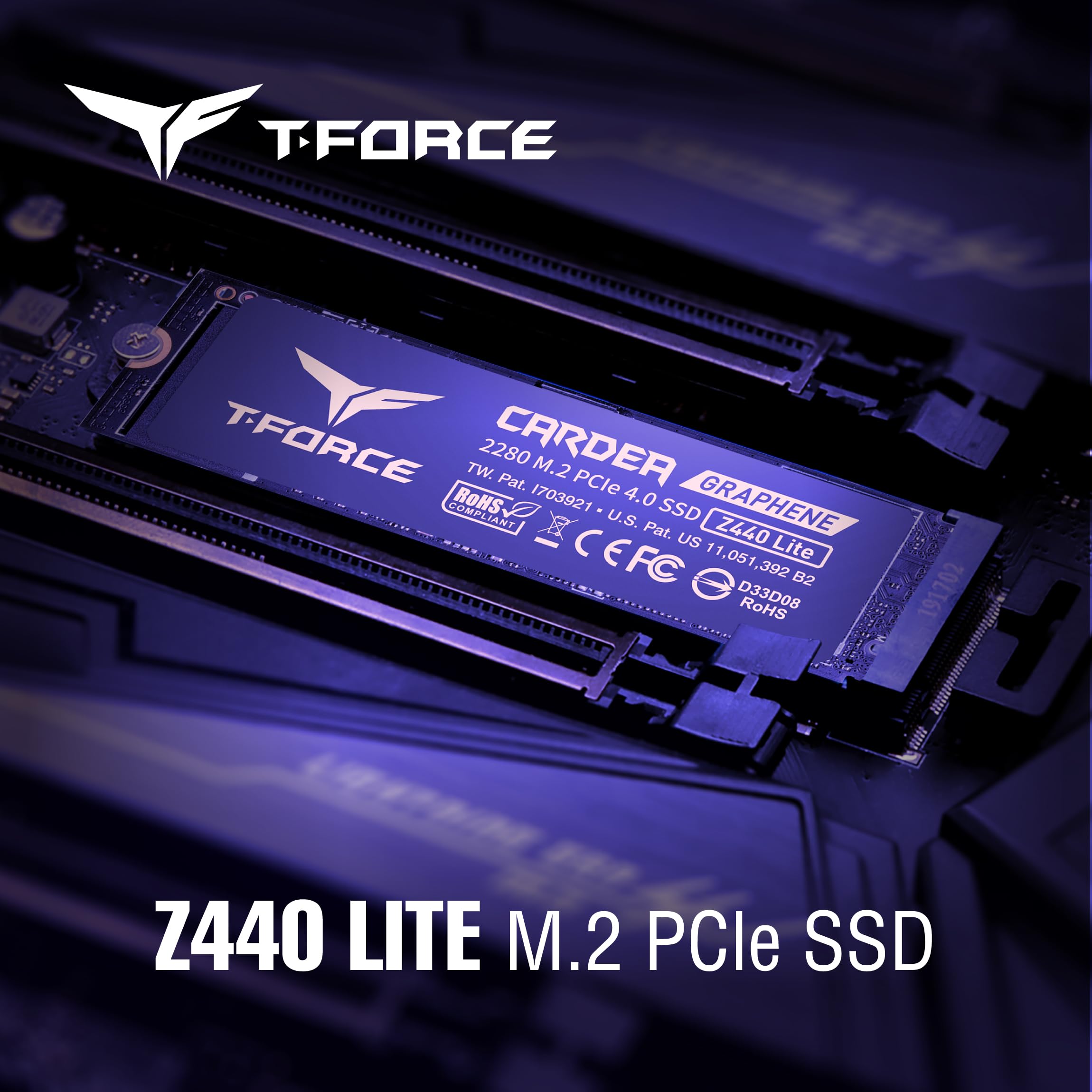 TEAMGROUP T-Force Z440 Lite 1TB TLC NAND NVMe Phison PS5021-E21T PCIe 4.0 Gen4x4 M.2 2280 Gaming SSD with Graphene Heat Spreader Works with PS5 Read/Write 5000/4200 MB/s TM8FFT001T0C129