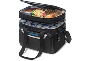EVERFUN Large Soft Cooler Bag Travel Beach Insulated Cooler for Men 48 Can Dual Compartments Collapsible Waterproof Leak-Proof for Camping Picnic, Black