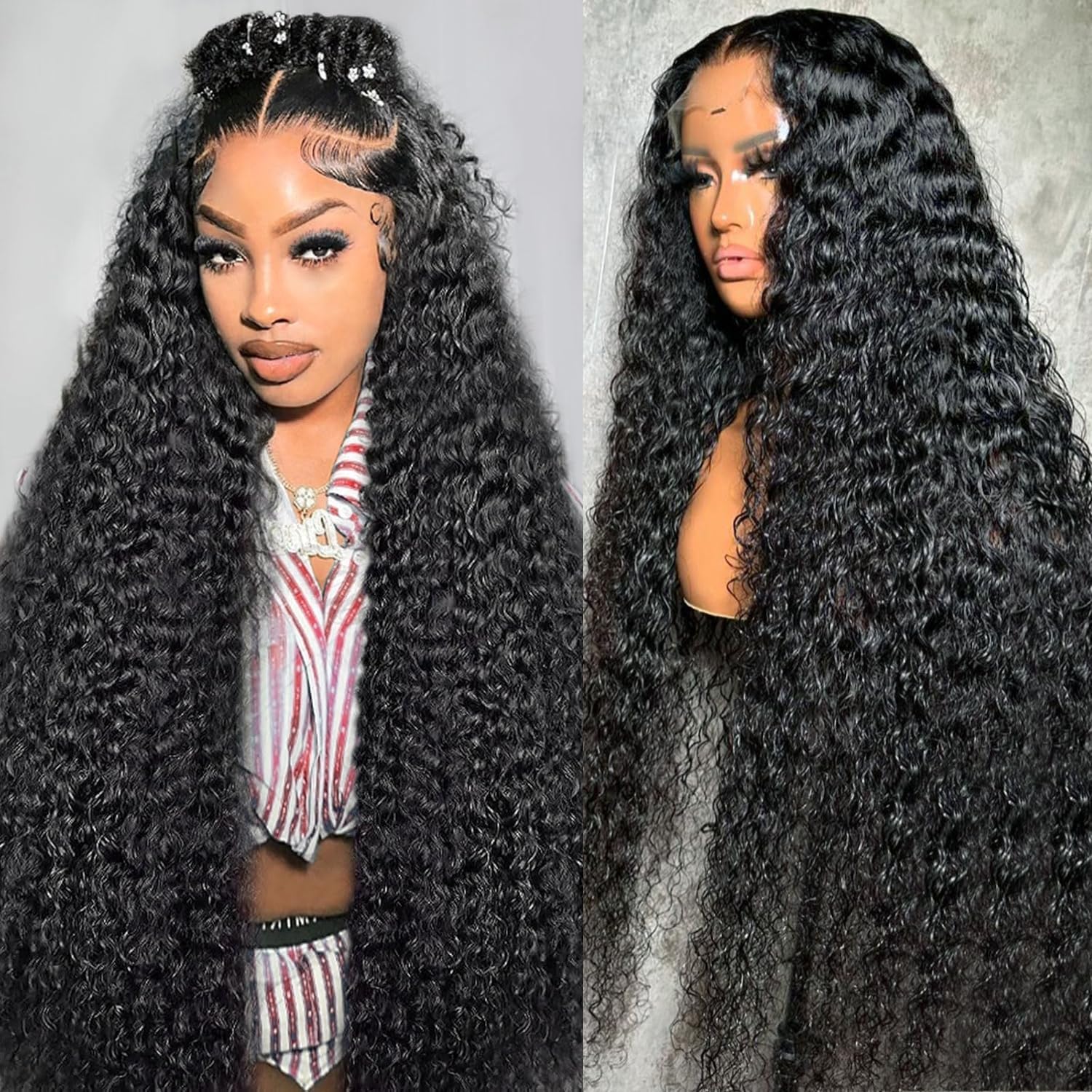 28 Inch 13x4 Deep Wave Lace Front Wigs Human Hair HD Lace Wigs Human Hair Wigs for Black Women Human Hair 180% Density Lace Frontal Wig Pre Plucked with Baby Hair