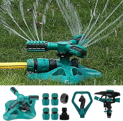 Garden Sprinkler 360° 3 Arm Rotating, 31-48 ft Reach
