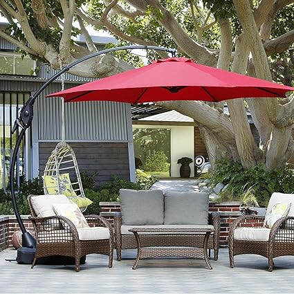 Champagne Grand Patio Napoli Deluxe 11 Ft Curvy Aluminum Offset