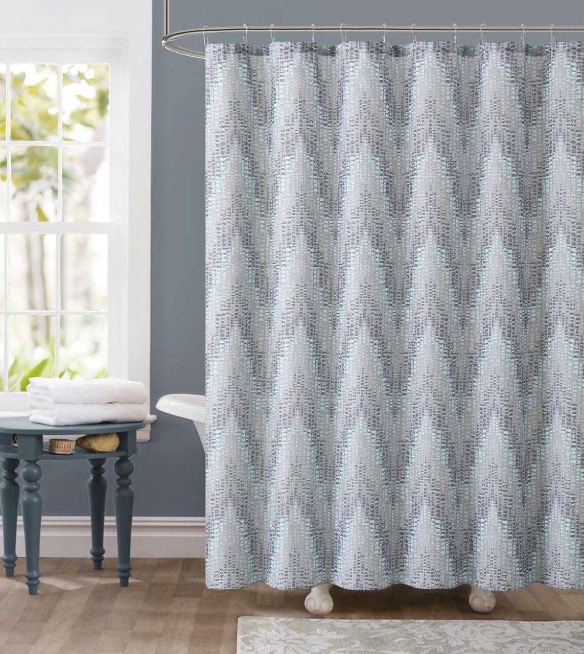 Amazon Com Victoria Classics Dobby Fabric Shower Curtain Chevron