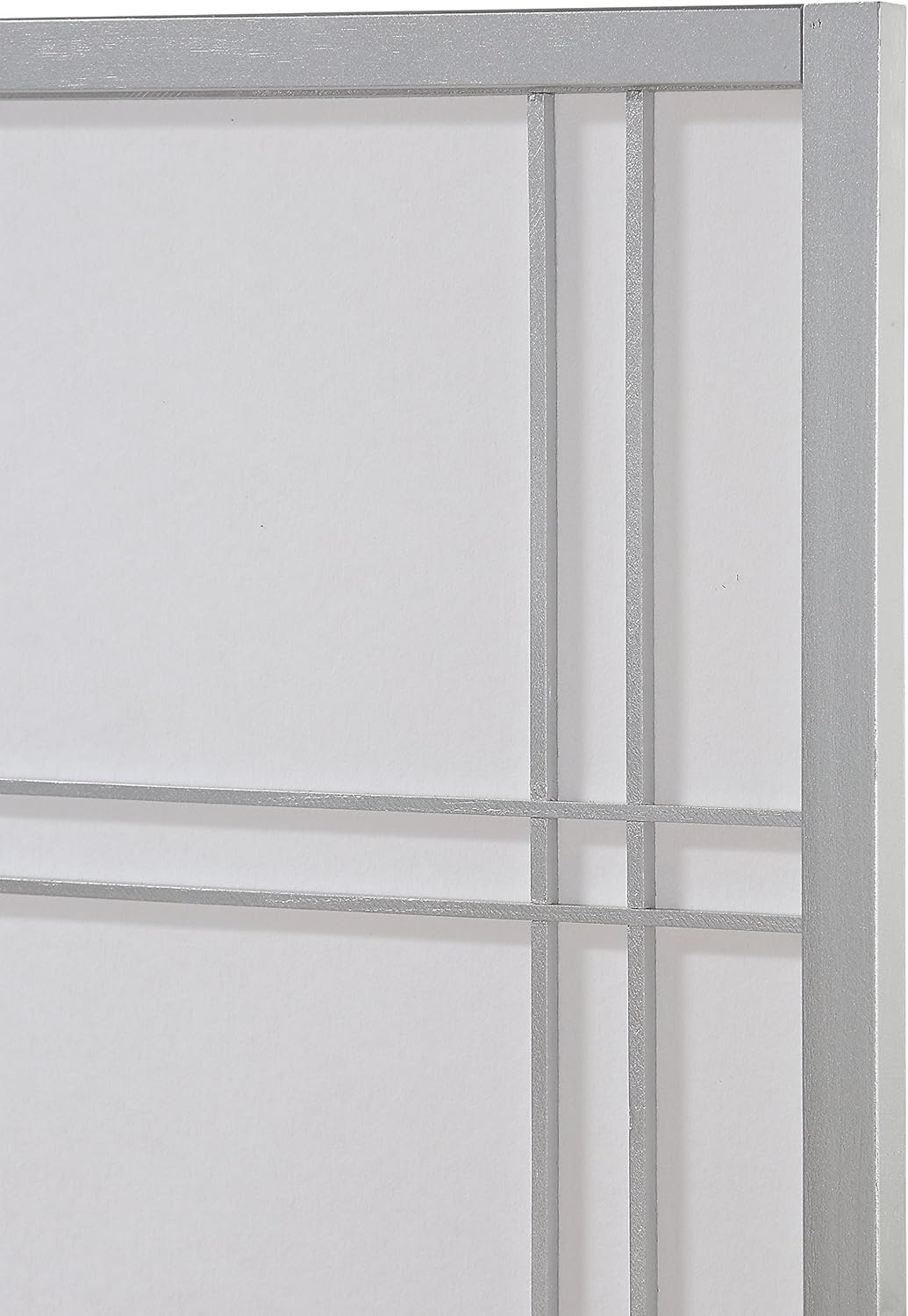Roundhill Furniture Seto 4-Panel Room Divider Screen, Silver: Furniture & Decor