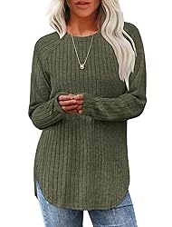 Saloogoe Womens Long Sleeve Tops Casual Pullover