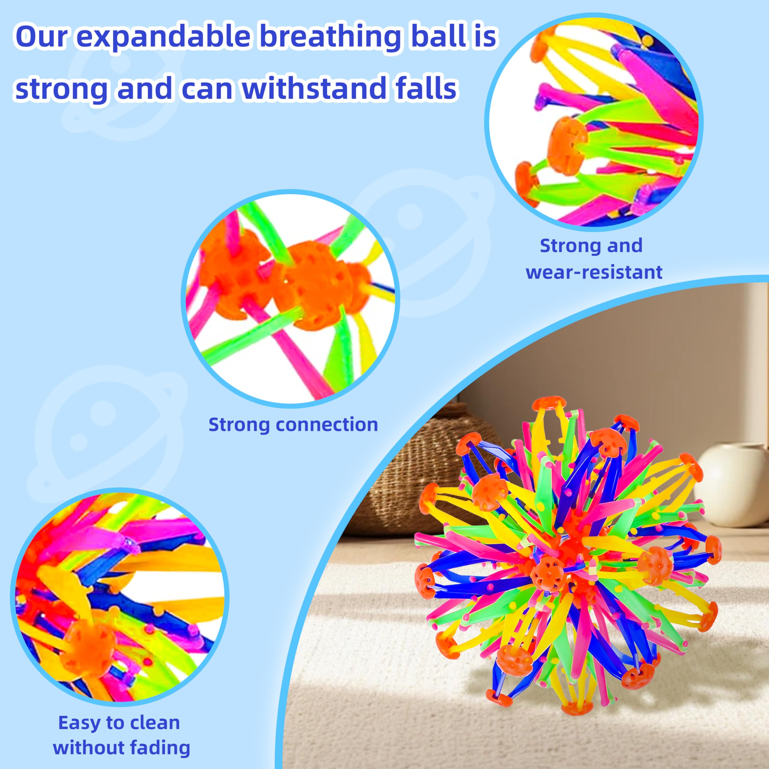 2Pcs Colorful Sphere Expandable Breathing Balls Fidget Toy-Stress Reliever ,Collapsible Expanding Magic Ball Toys from 6