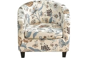 GOSTADY Club Chair Slipcover 2 Piece Printed Tub Chair Slipcover Soft Stretch Printed Round Barrel Chair Covers Armchair Covers Furniture Protector for Living Room Hotel Counter Cafe 33