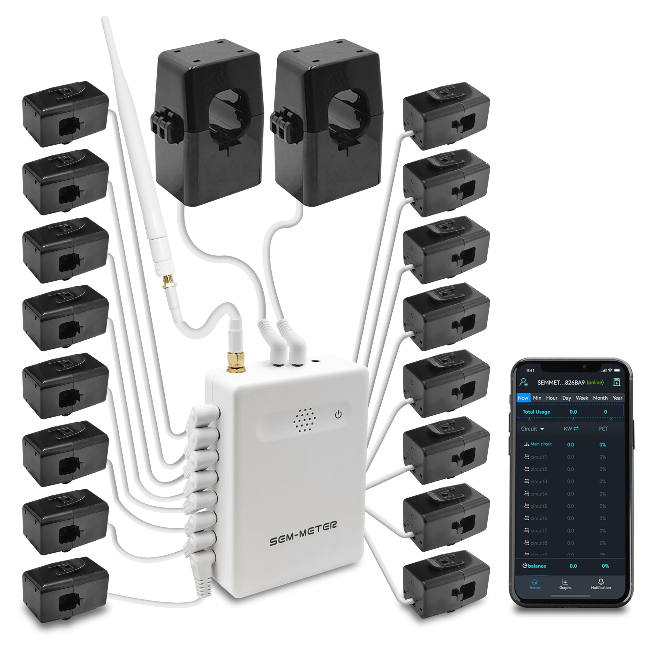 Photo 1 of Smart Home Energy Monitor with 16 50A Circuit Level Sensors, Measure Power Usage in Real-Time, History with App (16 50A Circuit Level Sensors)