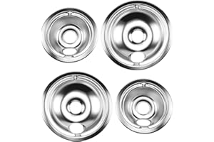 WB31T10010 WB31T10011 Electric Stove Drip Pans Chrome Fit for Kenmore Hotpoint GE Electric Surface Burner by Cenipar-Includes 8 inch(2 Pack) and 6 Inch(2 Pack) Drip Pans