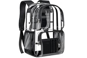 PAMANO Clear Backpack Heavy Duty Transparent See Through Bag for College Work Travel Security,Black