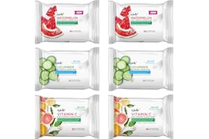Epielle Makeup Remover Wipes, Remove Dirt, Oil, Waterproof Mascara, Gentle Daily Facial Cleanser Towelettes with Vitamin C, Watermelon & Cucumber, Hypoallergenic & Alcohol-Free, 30 Count (Pack of 6)