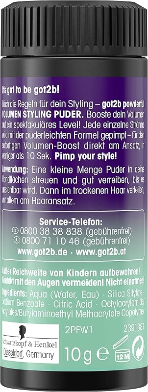 Schwarzkopf - Polvere per acconciatura volumizzante got2b Powder'ful, 10 g