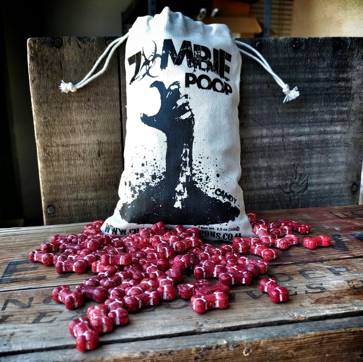 Zombie Poop - Candy Bones in Vintage Cotton Sack