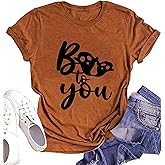 Halloween Shirts for Women Funny Graphic Print Fall T Shirt