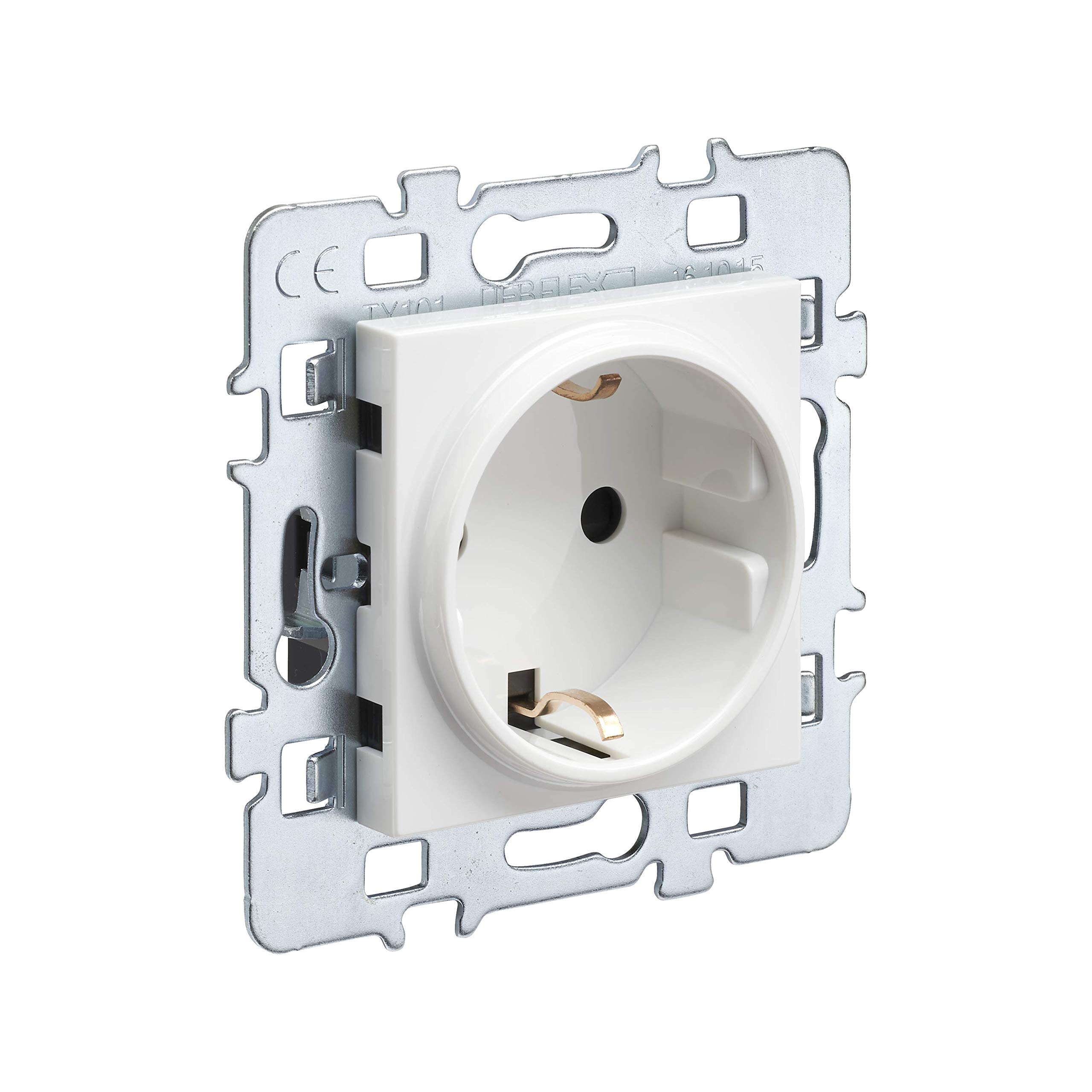 DEBFLEX Casual Mechanism Wall Socket 2P + T Schuko + White Cover + Metal Bracket