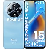 FOSSIBOT S5 Pro Android 15 Cellphone, 32GB+256GB/2TB Smartphone, 6.88" HD 6000mAh Battery Phone,50MP+8MP Phones,Gemini Al Cell Phone 2026 Blue