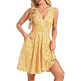 Ovokcina Women's Spring Sundresses Sexy V Neck Sleeveless Floral Summer Dresses for Women 2025 with Pockets Flowy Mini Dress