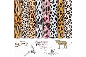 Tintnut Leopard HTV Vinyl -8 Sheets 12 x 10 inches Patterned Iron on Vinyl for T-Shirts Clothing Bags Heat Transfer Vinyl for All Cutting Machine