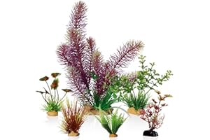 Emotionlite Aquarium Plants, Artificial Fish Tank Plastic Decorations Decor Plants Set Purple 6 Packs