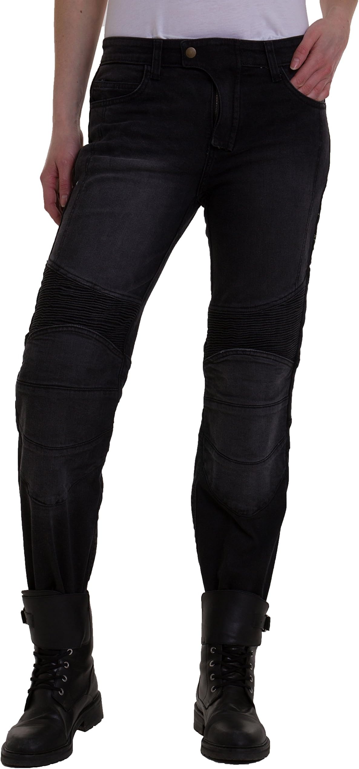 Women's Motorcycle Denim Pants Motorbike Jeans with Stretch Panel Aramid Protection Lining Biker Trousers