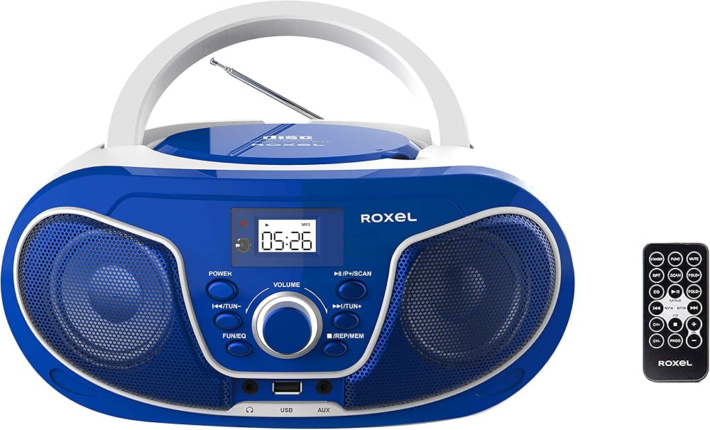 Roxel RCD-S70BT Portable Boombox CD Player with Remote Bluetooth FM USB AUX
