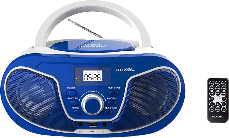 Roxel RCD-S70BT Portable Boombox CD Player with Remote Bluetooth FM USB AUX