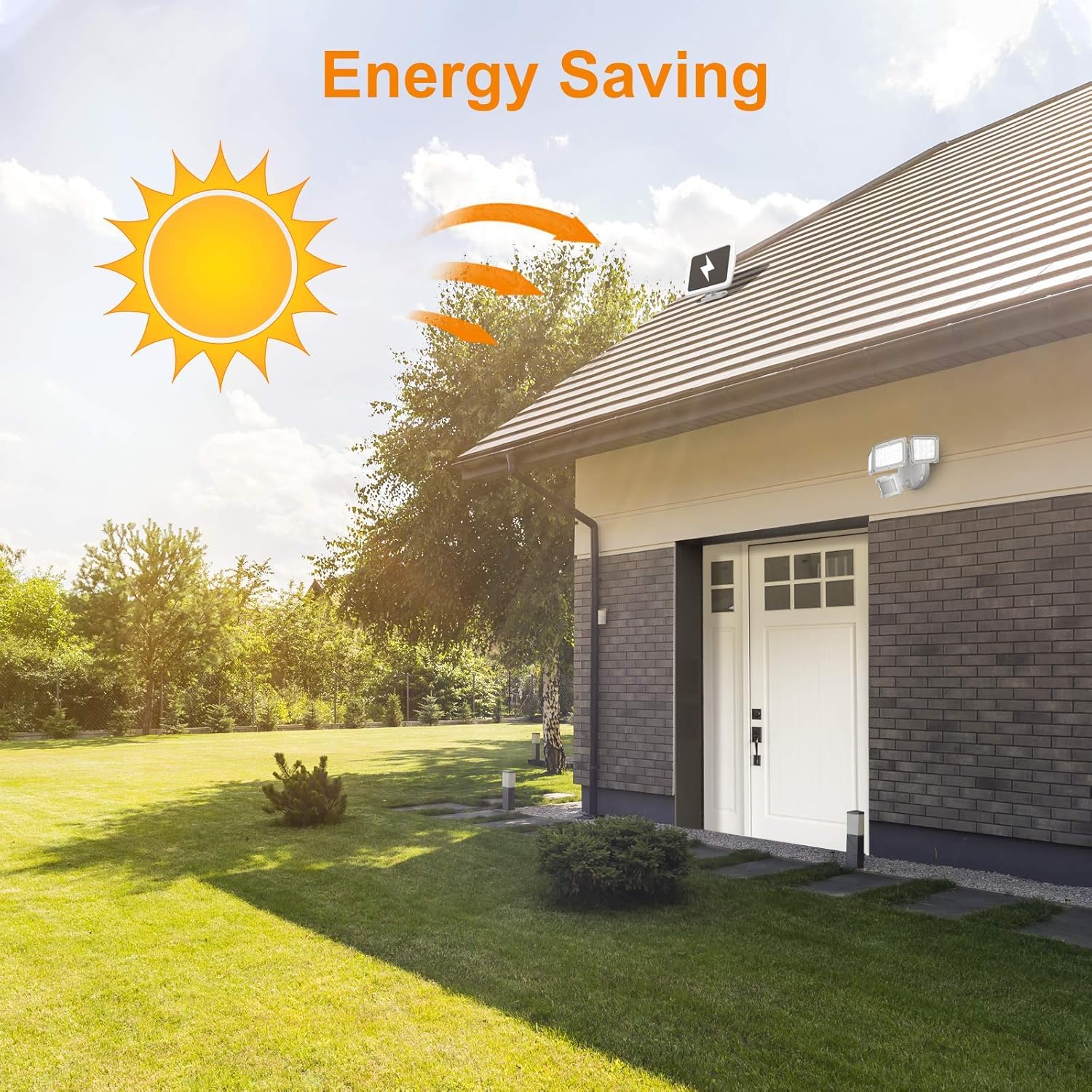 LEPOWER 1600LM LED Solar Security Lights Motion Outdoor, Super Bright Solar Motion Sensor Light, 5500K White Light, IP65 Waterproof Flood Light with 3 Adjustable Head for Yard, Garage - - 