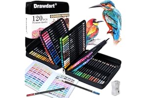 Drawdart 120 Colored Pencils for Adult Coloring Books, Professional Soft Core Drawing Sketching Shading Pencils Set with Zipper Case, Coloring Pencils for Adults, Artists, Professionals and Colorists