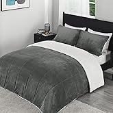 downluxe Ultra-Soft Micromink Sherpa Queen Comforter Set with 2 Pillow Shams - 3-Piece Set - Dark Grey - Plush Warm Fall Winter Bedding Comforter Sets