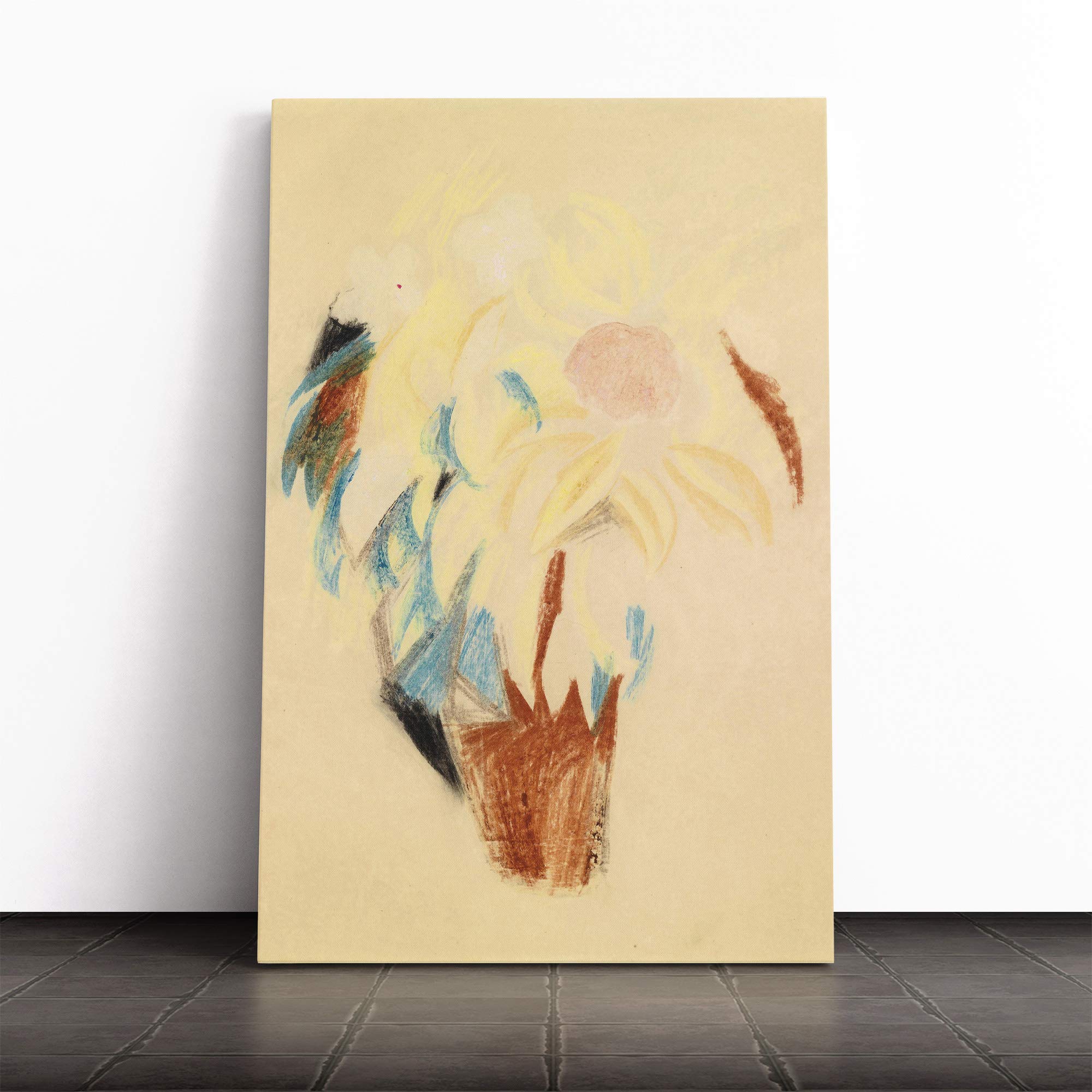 August Macke Flowers Canvas Print | Gallery Wrapped 30mm Frame Wall Art | 20x14 inches | Ready to Hang | Modern Floral Picture | Living Room Bedroom Lounge Office