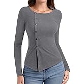 PINKMSTYLE Womens Asymmetrical Long Sleeve Shirt Casual Tunic Tops for Leggings Teacher Shirts