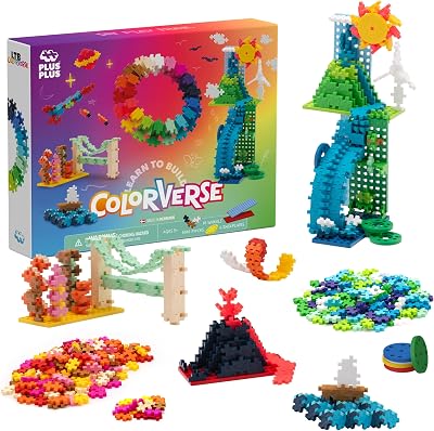 PLUS PLUS Learn to Build Colorverse 1000 Pieces 6 Baseplates 10 Wheels