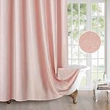 Linen Look Shower Curtain 182x182cm Pink with Metal Hooks view 5