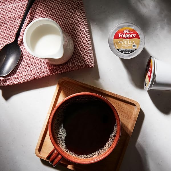 FOLGERS FRENCH VANILLA ARTIFICIALLY FLAVORED COFFEE, KEURIG K-CUP PODS, 10 COUNT BOX