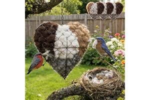 Handmade Alpaca Fiber Bird Nesting Heart, Heart-Shaped Nesting Aid, Refillable Birds Haven, Winter Tree Shelter for Wild Bird