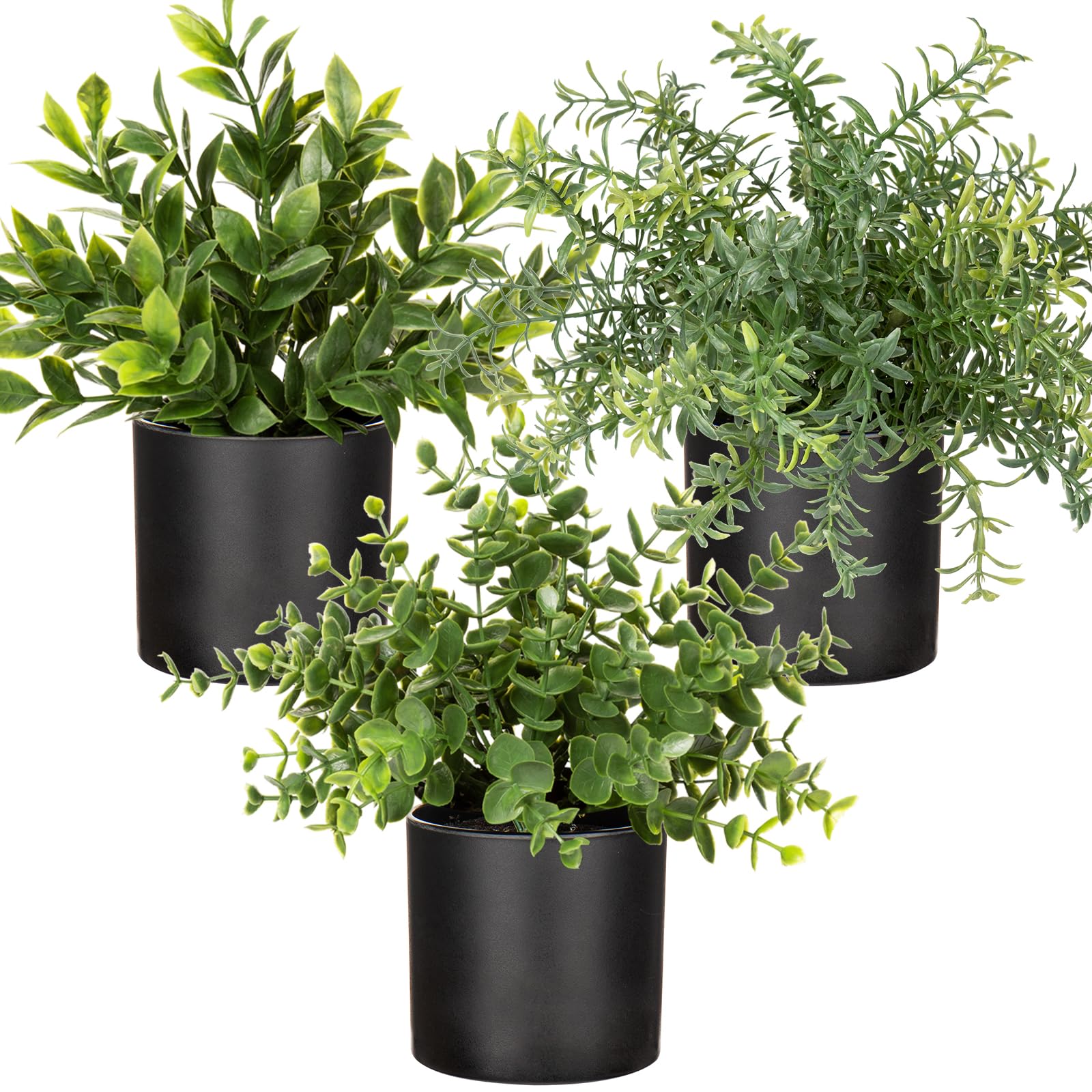 Photo 1 of 3 Pack Small Fake Plants for Shelf Decor Accents with Plastic Pot Artificial Potted Plants for Rustic Farmhouse Decor Faux Plants Indoor Fake Potted Plants Artificial for Home Office Bookshelf Decor