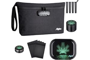 MAICHENG Smell Proof Bag with Combination Lock, Large Smell Proof Containers, Carbon Lined Odor Proof Pouch, Travel Storage Box Kit, Water Resistant, Airtight Zipper, Black