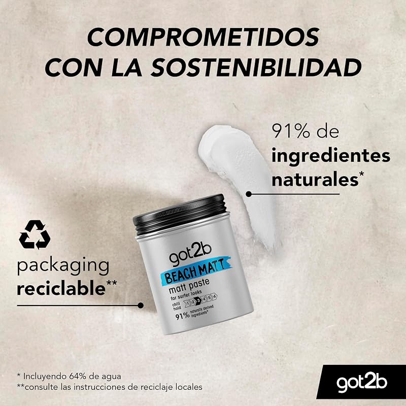 Got2b - cera beach matt setting, com efeito fosco, fixação média, não pegajosa, 100 ml