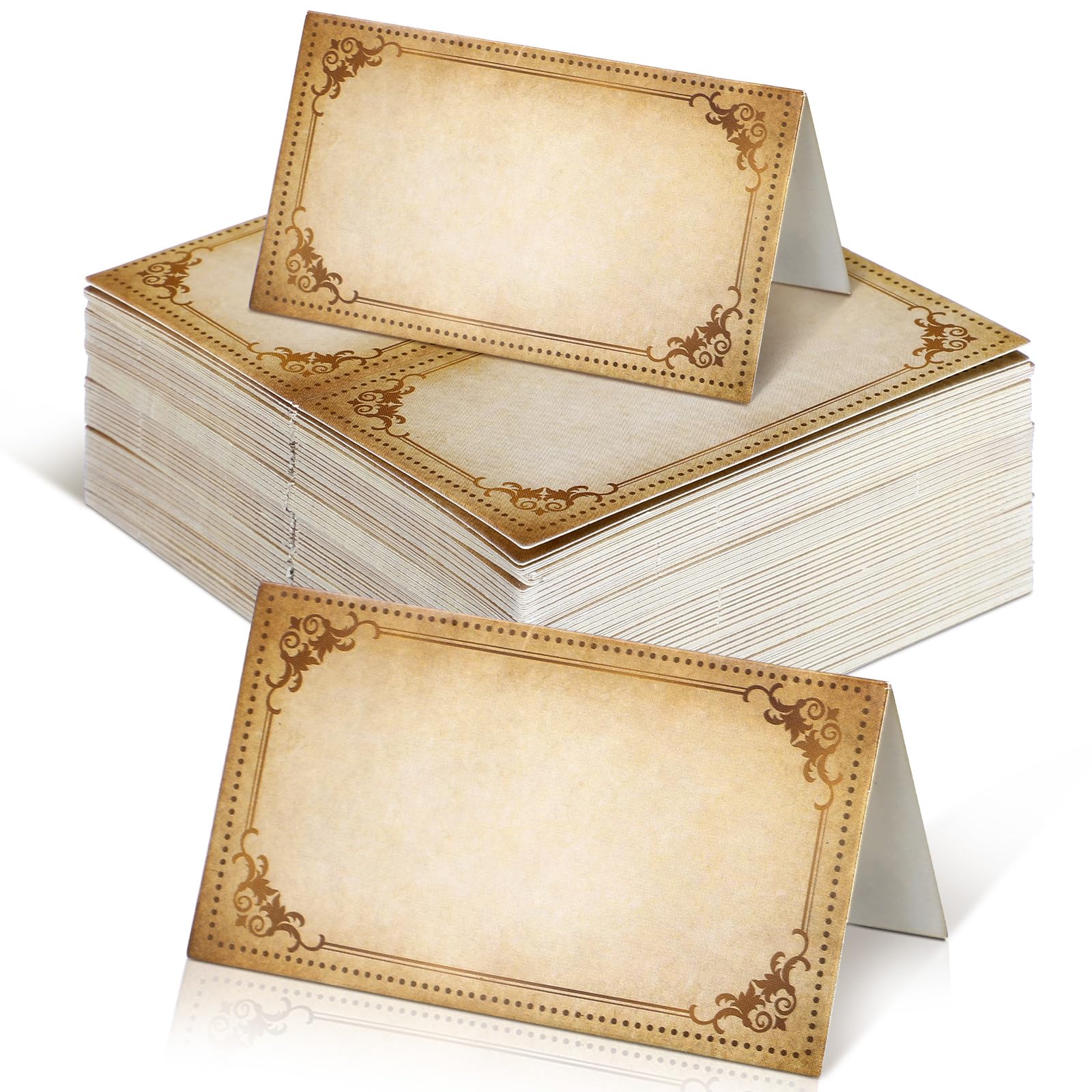 Photo 1 of 120 Pack Vintage Table Place Cards Holder 3.5 x 2 Inch Wizard Table Tents Card Magical Themed Name Cards for Food Buffet Wedding Banquets Witch Party Reserved Seating