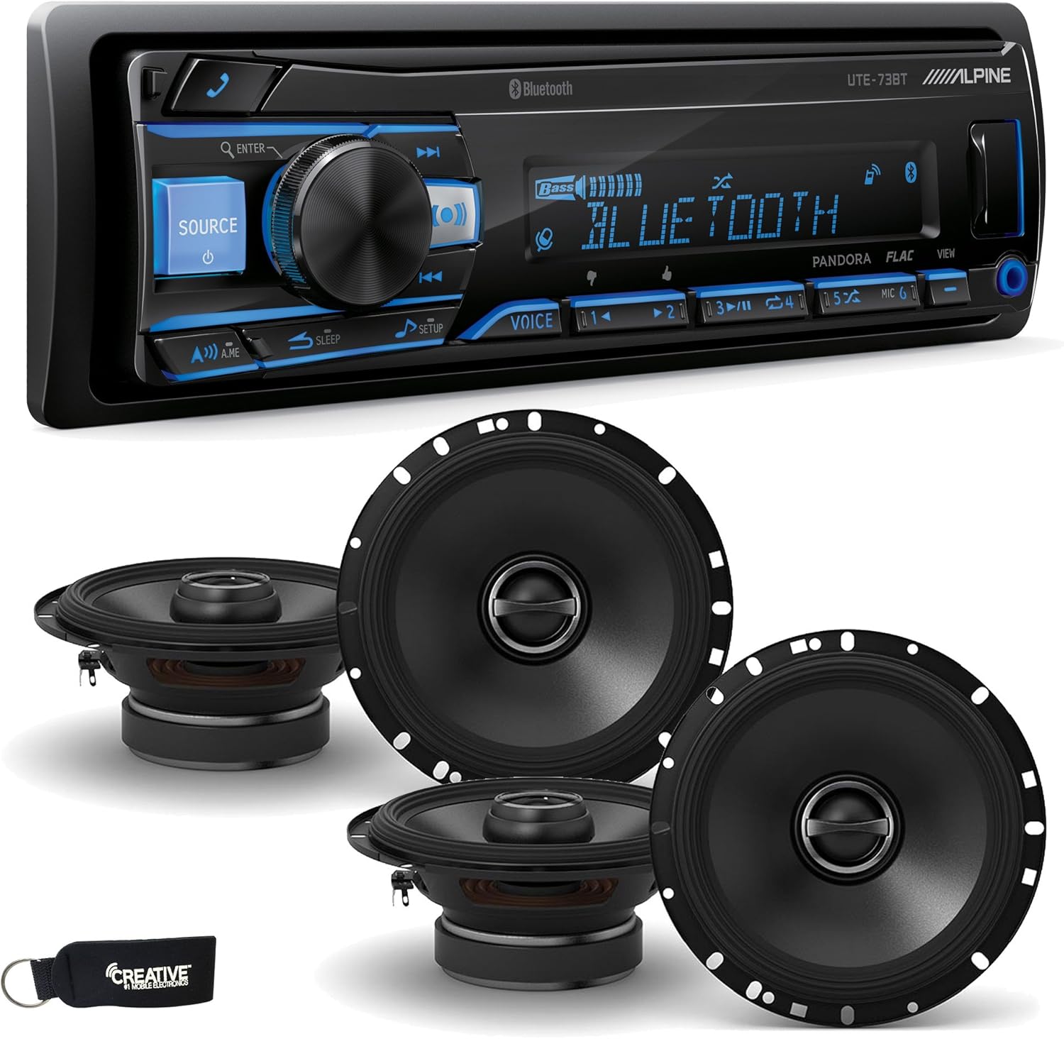 Alpine UTE73BT Receiver with Bluetooth & 2 Pair of Alpine