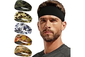 CYPERROCK 5 Pack Sports Headbands, Moisture Wicking Running Headband Workout Sweat Band for Men/Women