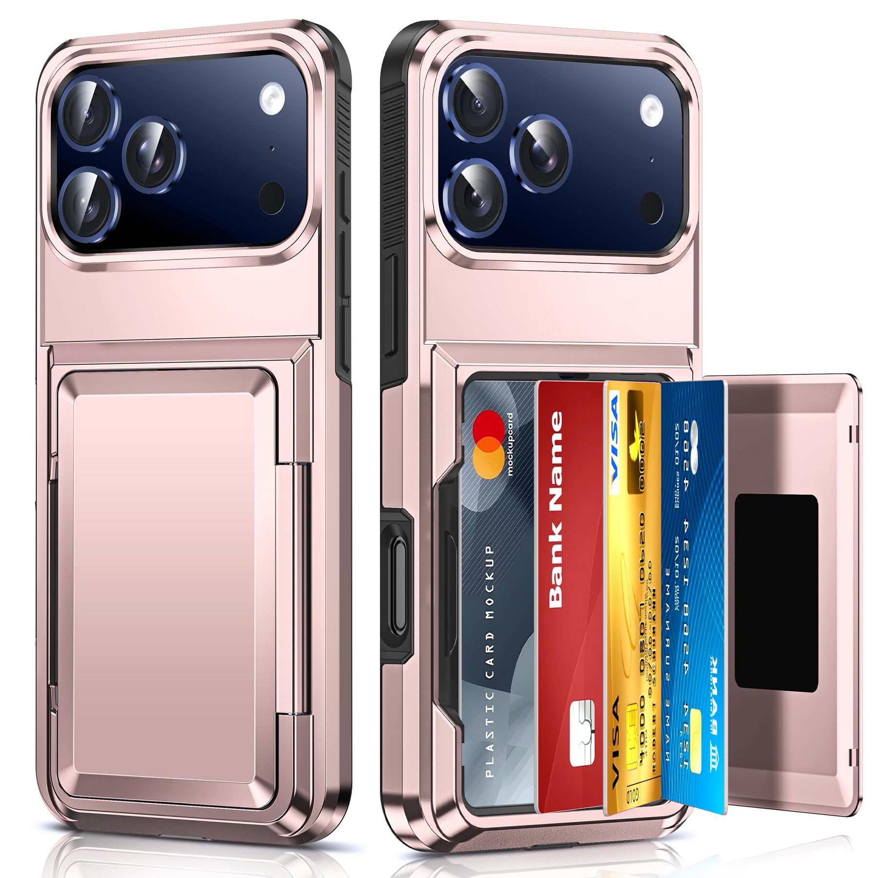 LeYi for iPhone-17-Pro-Max Case Wallet, Card Holder Rose Gold for i Phone 17Pro Max Cases with Credit Card Slot Military Grade Protective Women Men Funda para Cover for iPhone17 ProMax, Rose Gold