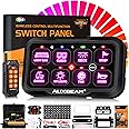 Auxbeam 8 Gang Switch Panel RC-800 RGB Wireless Remote Control Range Up to 165FT Multifunction Switch Pod 3 lighting modes with Backlit Off and Auto Dimmable for RV Offroad Waterproof 2 Years Warranty